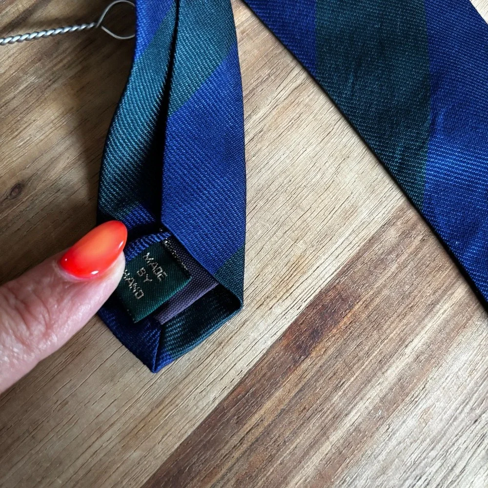 J.Crew Vintage Men's Necktie Blue Repp Stripe 100% Silk W3.5
